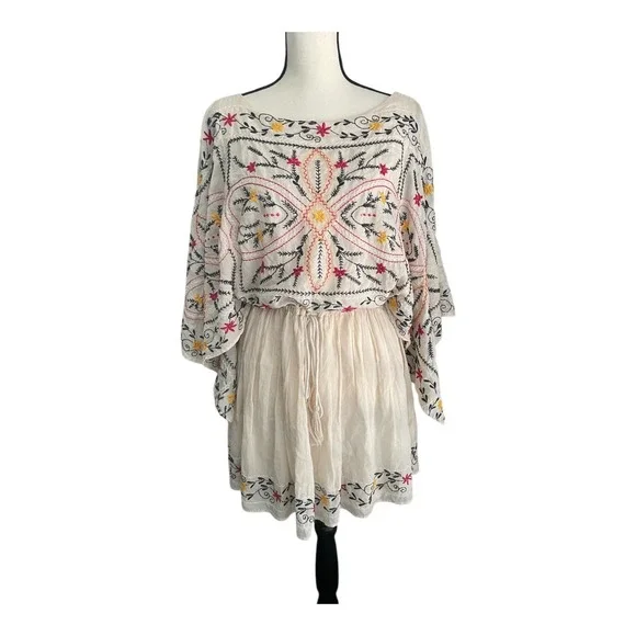 Free People Frida Mini Dress Women's Size Small White Embroidered Boho - Picture 1 of 5